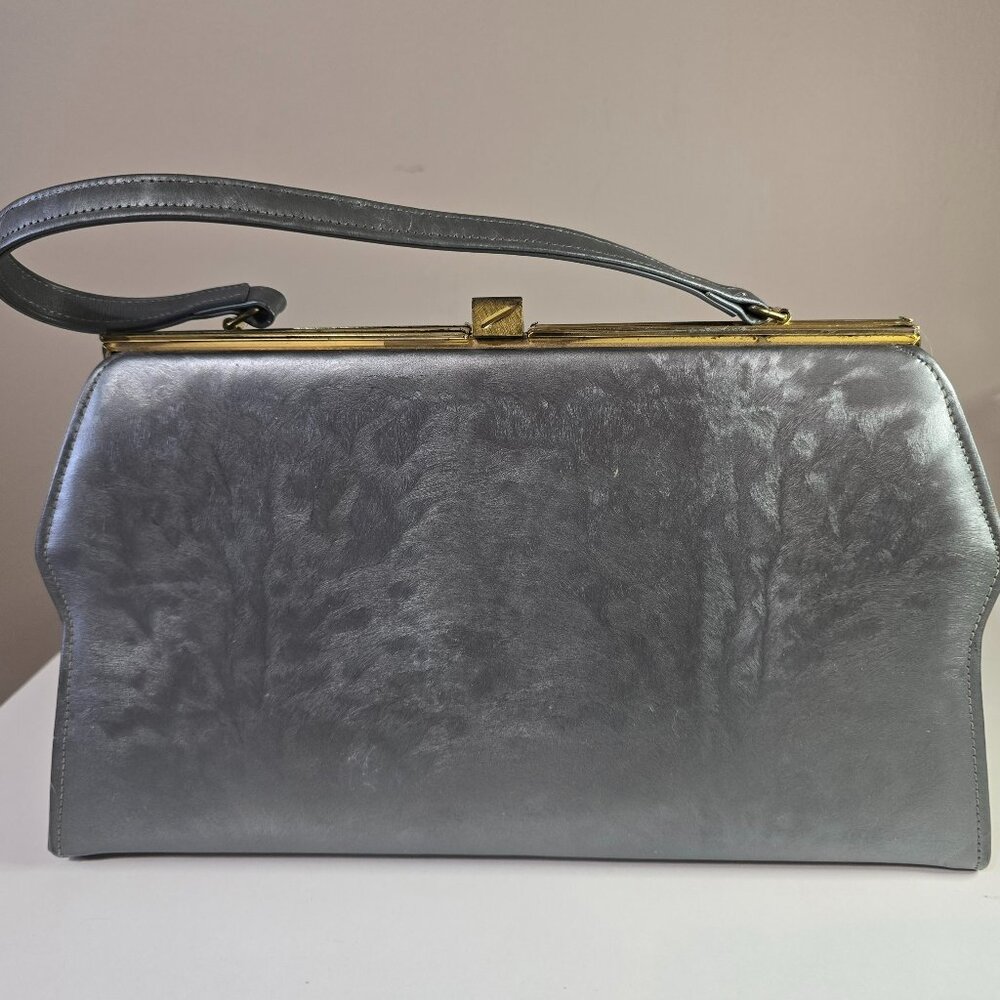 Vintage 1950s Melbourne Bags Purse in Silver with Gold Accents